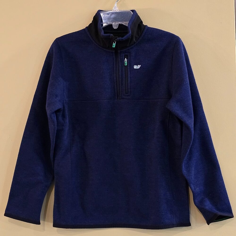 NWT - Vineyard Vines Mountain Sweater/Fleece 1/4 Zip Navy Pullover - Boys